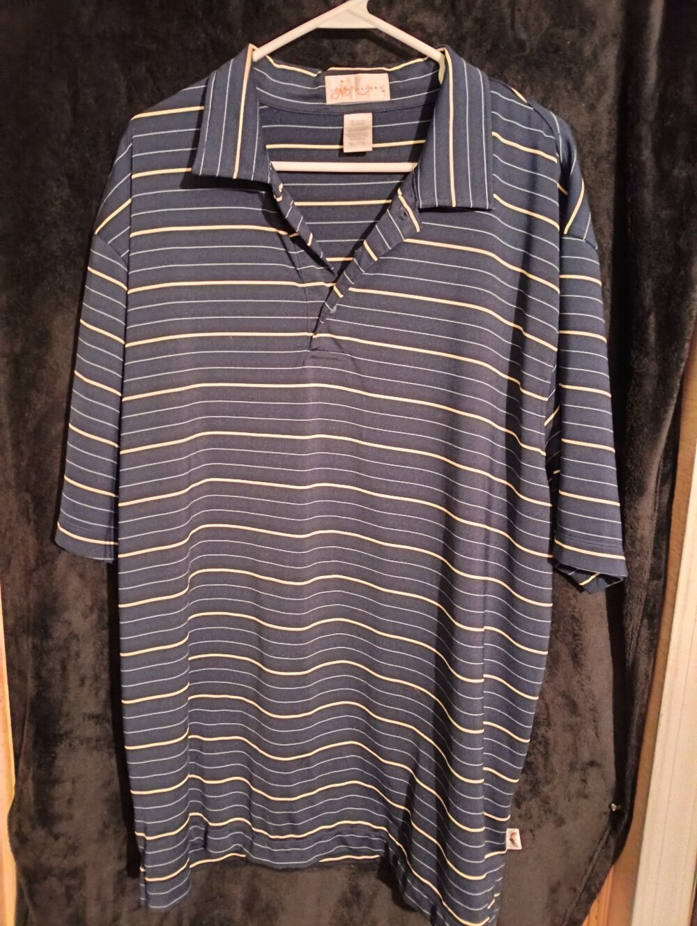 IL MIGLIORE XL Men's Navy Stripe Polo Shirt - Classic Casual Style Vintage